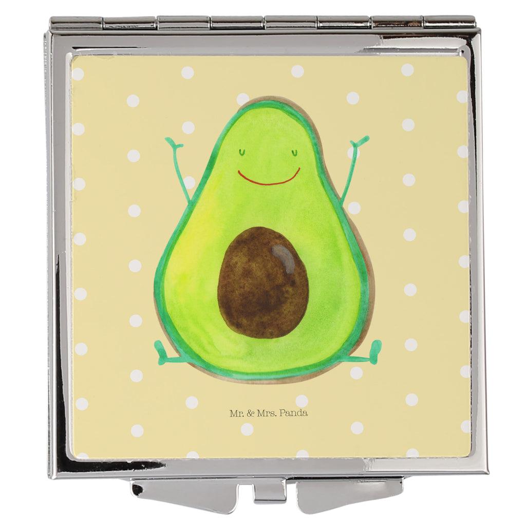 Handtaschenspiegel quadratisch Avocado Happy Spiegel, Handtasche, Quadrat, silber, schminken, Schminkspiegel, Avocado, Veggie, Vegan, Gesund, Chaos