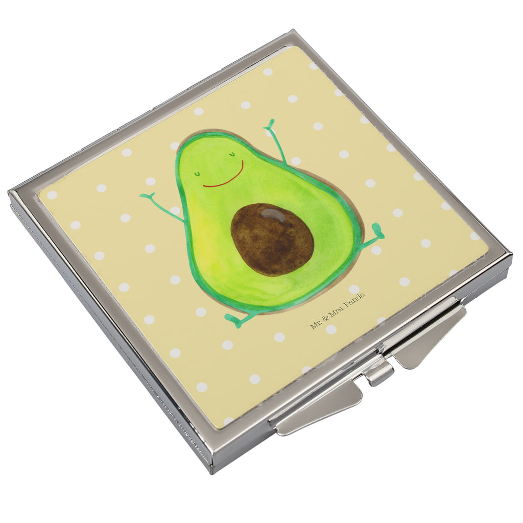 Handtaschenspiegel quadratisch Avocado Happy Spiegel, Handtasche, Quadrat, silber, schminken, Schminkspiegel, Avocado, Veggie, Vegan, Gesund, Chaos