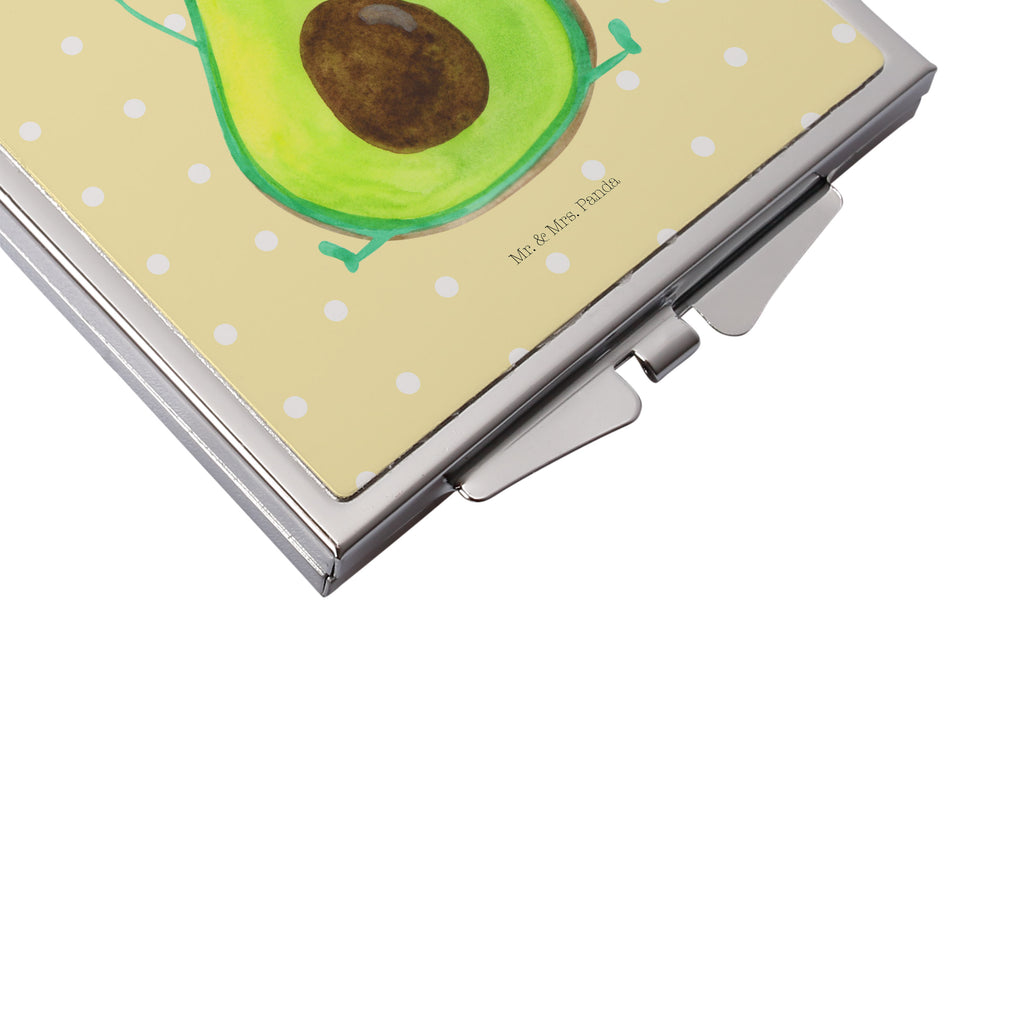 Handtaschenspiegel quadratisch Avocado Happy Spiegel, Handtasche, Quadrat, silber, schminken, Schminkspiegel, Avocado, Veggie, Vegan, Gesund, Chaos