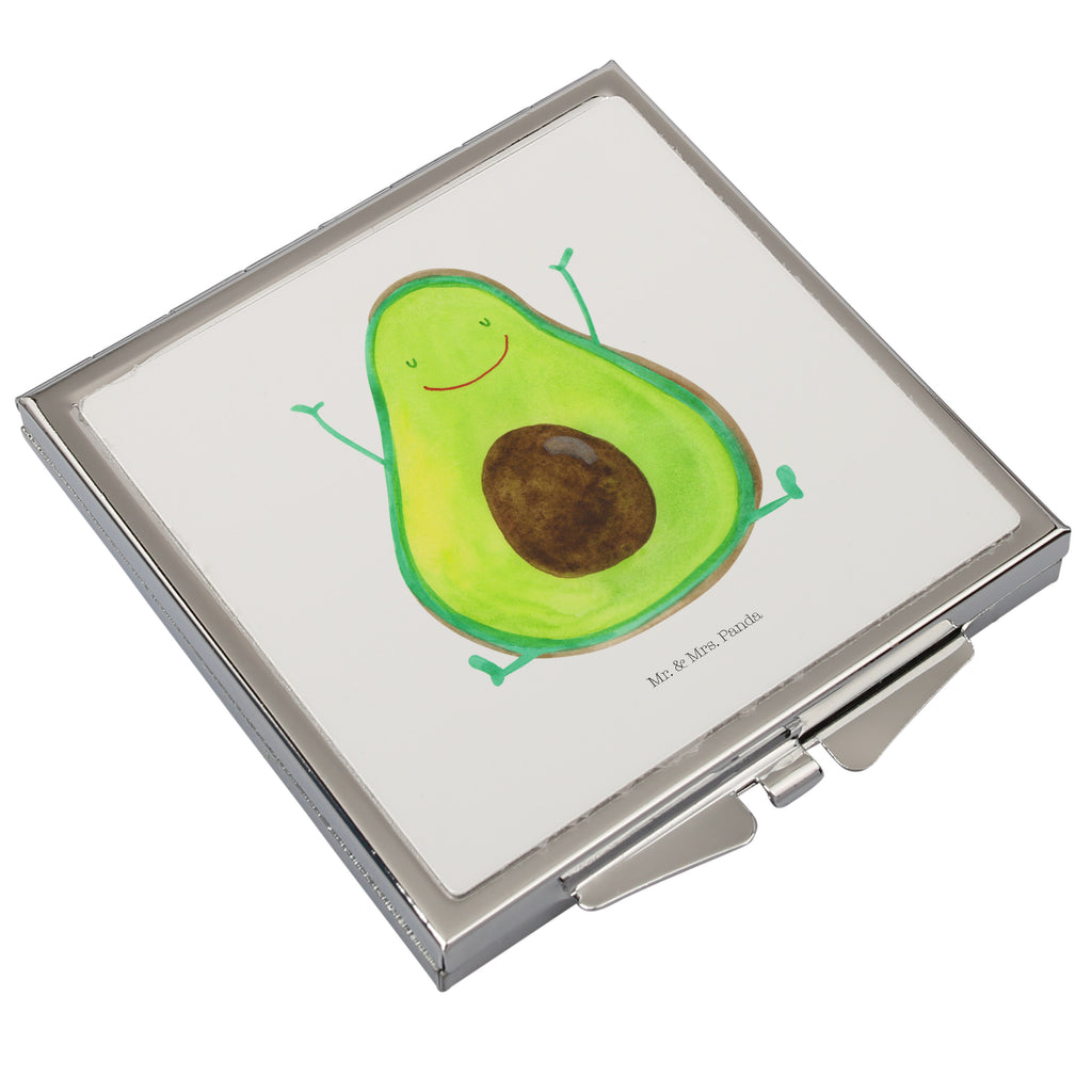 Handtaschenspiegel quadratisch Avocado Happy Spiegel, Handtasche, Quadrat, silber, schminken, Schminkspiegel, Avocado, Veggie, Vegan, Gesund, Chaos