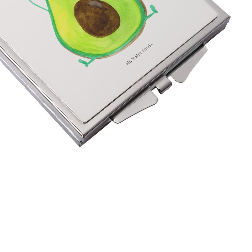 Handtaschenspiegel quadratisch Avocado Happy Spiegel, Handtasche, Quadrat, silber, schminken, Schminkspiegel, Avocado, Veggie, Vegan, Gesund, Chaos