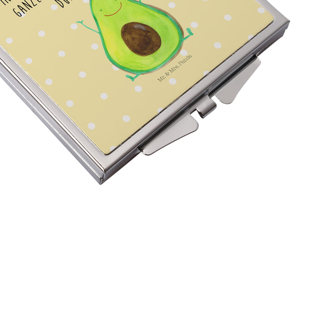 Handtaschenspiegel quadratisch Avocado Happy Spiegel, Handtasche, Quadrat, silber, schminken, Schminkspiegel, Avocado, Veggie, Vegan, Gesund, Chaos