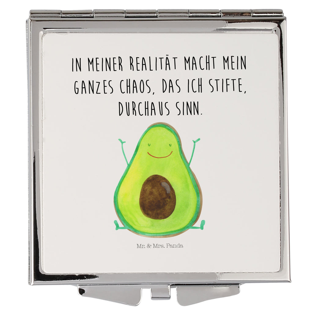 Handtaschenspiegel quadratisch Avocado Happy Spiegel, Handtasche, Quadrat, silber, schminken, Schminkspiegel, Avocado, Veggie, Vegan, Gesund, Chaos