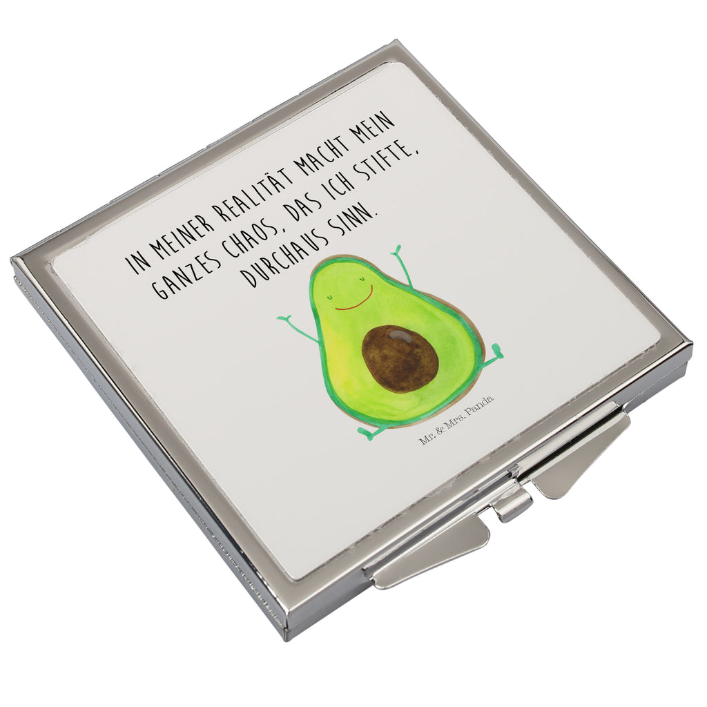Handtaschenspiegel quadratisch Avocado Happy Spiegel, Handtasche, Quadrat, silber, schminken, Schminkspiegel, Avocado, Veggie, Vegan, Gesund, Chaos