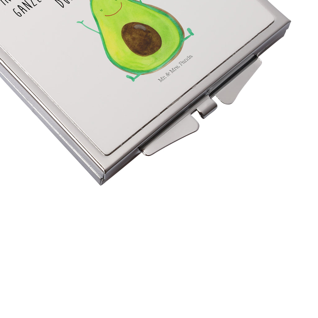 Handtaschenspiegel quadratisch Avocado Happy Spiegel, Handtasche, Quadrat, silber, schminken, Schminkspiegel, Avocado, Veggie, Vegan, Gesund, Chaos