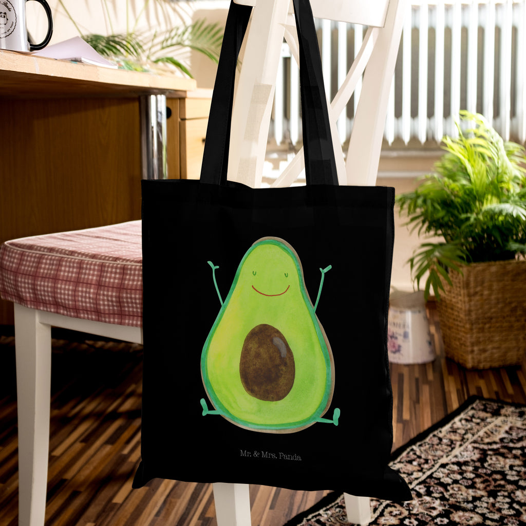 Tragetasche Avocado Happy Beuteltasche, Beutel, Einkaufstasche, Jutebeutel, Stoffbeutel, Avocado, Veggie, Vegan, Gesund, Chaos