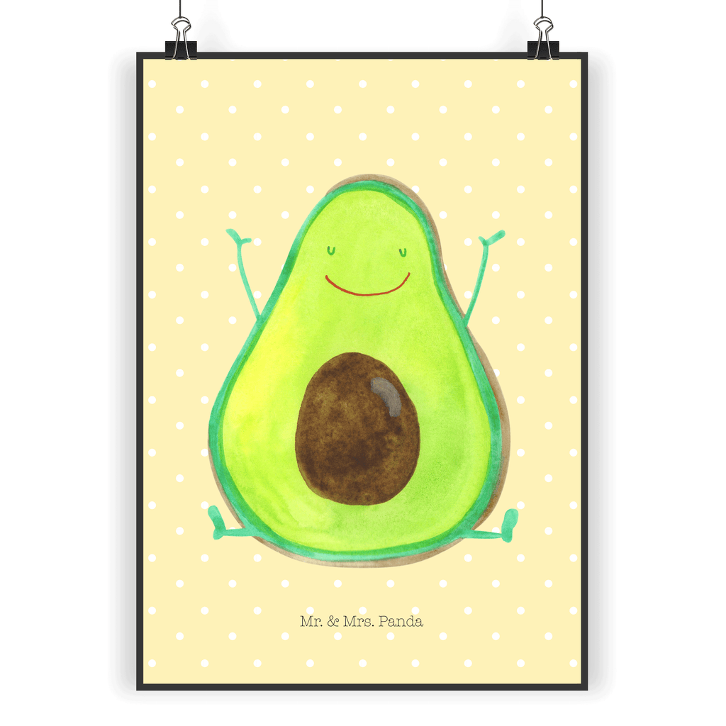 Poster Avocado Happy Poster, Wandposter, Bild, Wanddeko, Küchenposter, Kinderposter, Wanddeko Bild, Raumdekoration, Wanddekoration, Handgemaltes Poster, Mr. & Mrs. Panda Poster, Designposter, Kunstdruck, Posterdruck, Avocado, Veggie, Vegan, Gesund, Chaos