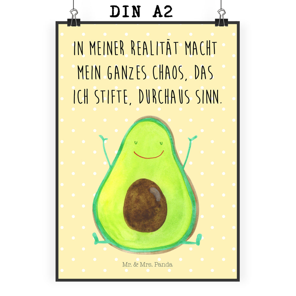 Poster Avocado Happy Poster, Wandposter, Bild, Wanddeko, Küchenposter, Kinderposter, Wanddeko Bild, Raumdekoration, Wanddekoration, Handgemaltes Poster, Mr. & Mrs. Panda Poster, Designposter, Kunstdruck, Posterdruck, Avocado, Veggie, Vegan, Gesund, Chaos