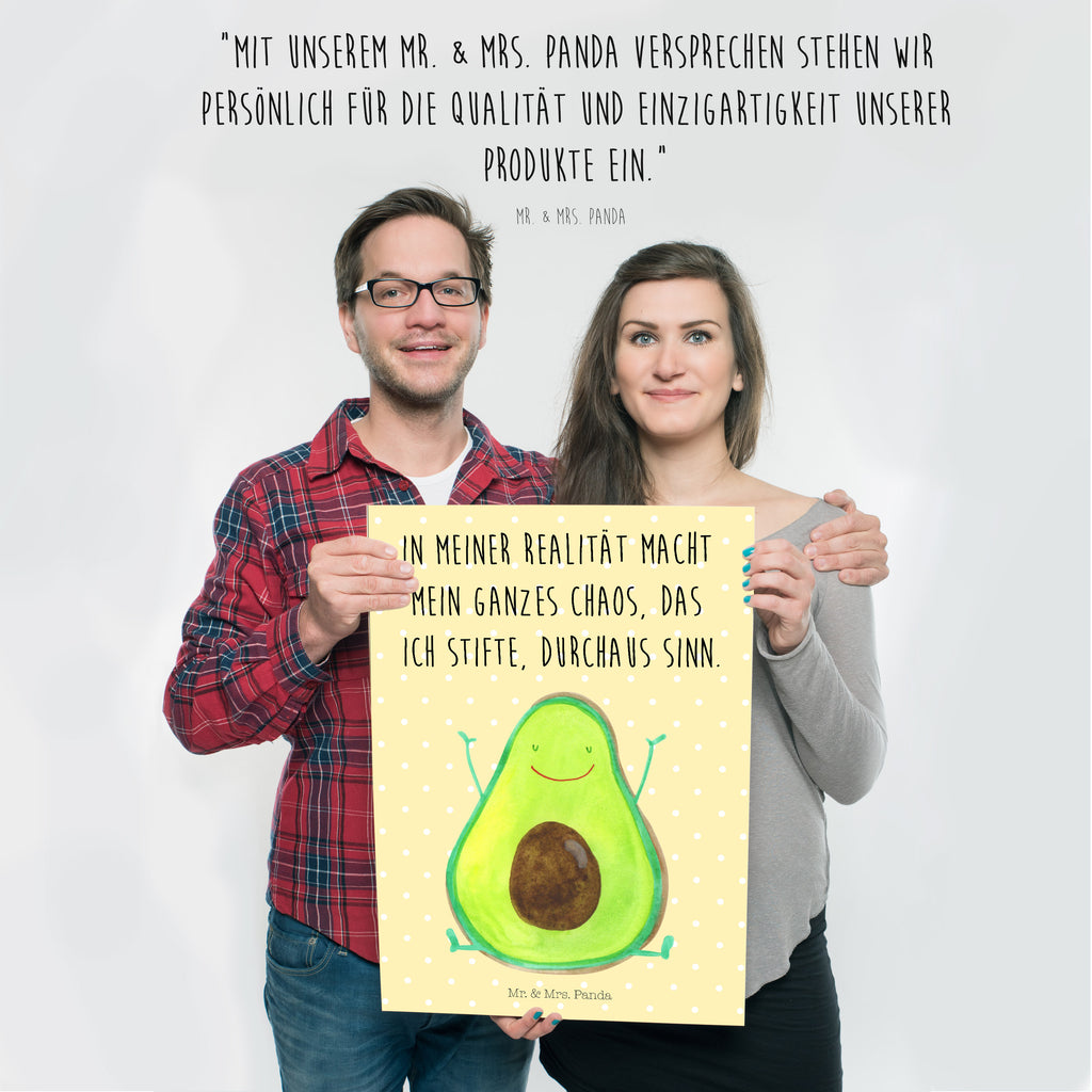 Poster Avocado Happy Poster, Wandposter, Bild, Wanddeko, Küchenposter, Kinderposter, Wanddeko Bild, Raumdekoration, Wanddekoration, Handgemaltes Poster, Mr. & Mrs. Panda Poster, Designposter, Kunstdruck, Posterdruck, Avocado, Veggie, Vegan, Gesund, Chaos