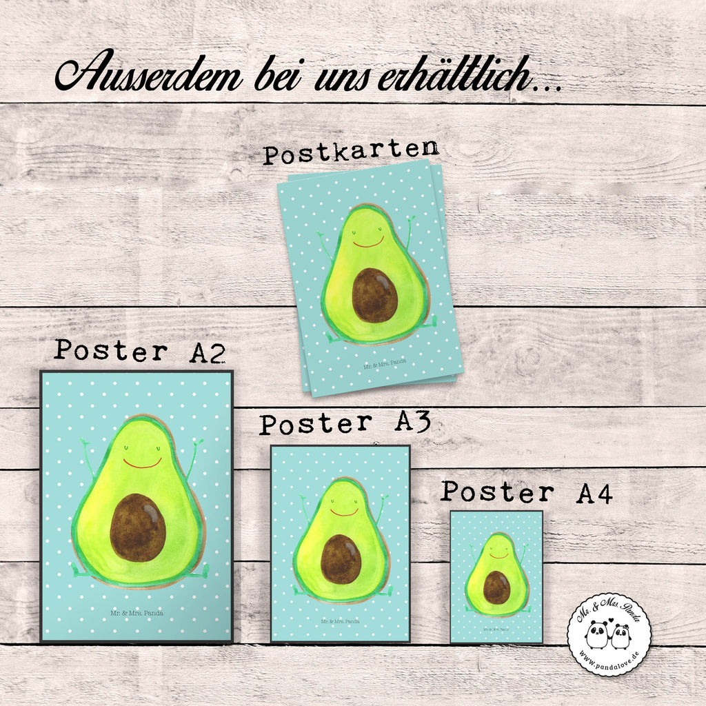 Poster Avocado Happy Poster, Wandposter, Bild, Wanddeko, Küchenposter, Kinderposter, Wanddeko Bild, Raumdekoration, Wanddekoration, Handgemaltes Poster, Mr. & Mrs. Panda Poster, Designposter, Kunstdruck, Posterdruck, Avocado, Veggie, Vegan, Gesund, Chaos