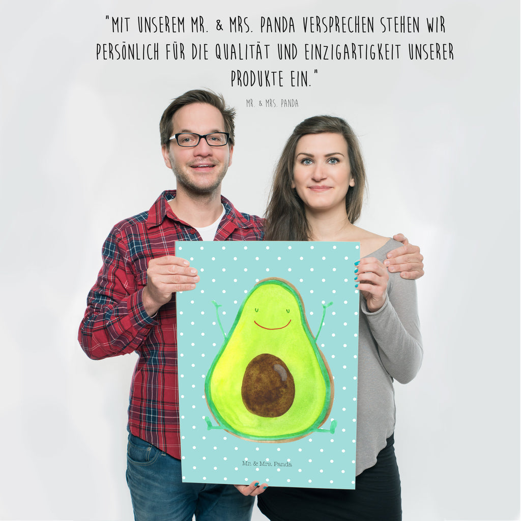 Poster Avocado Happy Poster, Wandposter, Bild, Wanddeko, Küchenposter, Kinderposter, Wanddeko Bild, Raumdekoration, Wanddekoration, Handgemaltes Poster, Mr. & Mrs. Panda Poster, Designposter, Kunstdruck, Posterdruck, Avocado, Veggie, Vegan, Gesund, Chaos