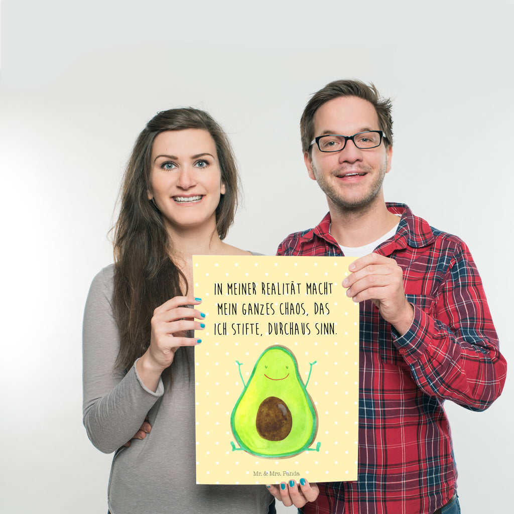 Poster Avocado Happy Poster, Wandposter, Bild, Wanddeko, Küchenposter, Kinderposter, Wanddeko Bild, Raumdekoration, Wanddekoration, Handgemaltes Poster, Mr. & Mrs. Panda Poster, Designposter, Kunstdruck, Posterdruck, Avocado, Veggie, Vegan, Gesund, Chaos