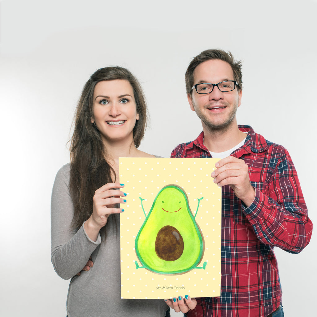 Poster Avocado Happy Poster, Wandposter, Bild, Wanddeko, Küchenposter, Kinderposter, Wanddeko Bild, Raumdekoration, Wanddekoration, Handgemaltes Poster, Mr. & Mrs. Panda Poster, Designposter, Kunstdruck, Posterdruck, Avocado, Veggie, Vegan, Gesund, Chaos