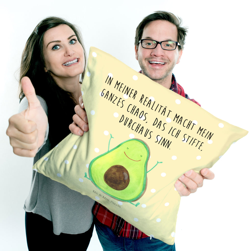 40x40 Kissen Avocado Happy Kissenhülle, Kopfkissen, Sofakissen, Dekokissen, Motivkissen, Avocado, Veggie, Vegan, Gesund, Chaos