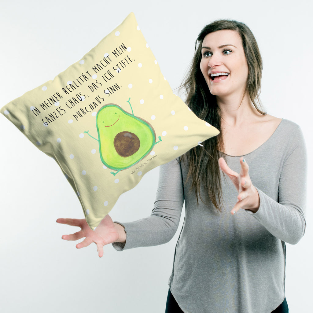 40x40 Kissen Avocado Happy Kissenhülle, Kopfkissen, Sofakissen, Dekokissen, Motivkissen, Avocado, Veggie, Vegan, Gesund, Chaos