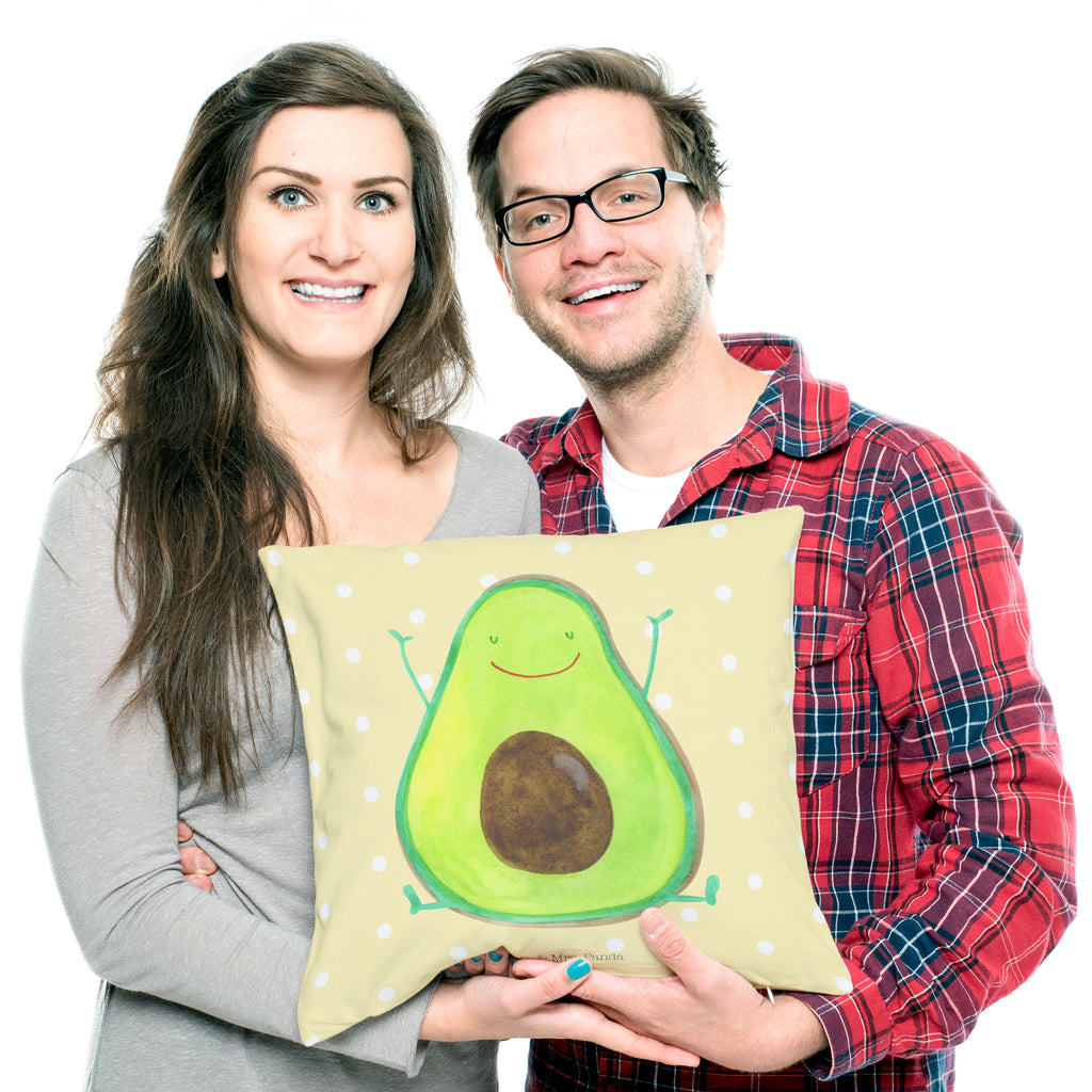 40x40 Kissen Avocado Happy Kissenhülle, Kopfkissen, Sofakissen, Dekokissen, Motivkissen, Avocado, Veggie, Vegan, Gesund, Chaos