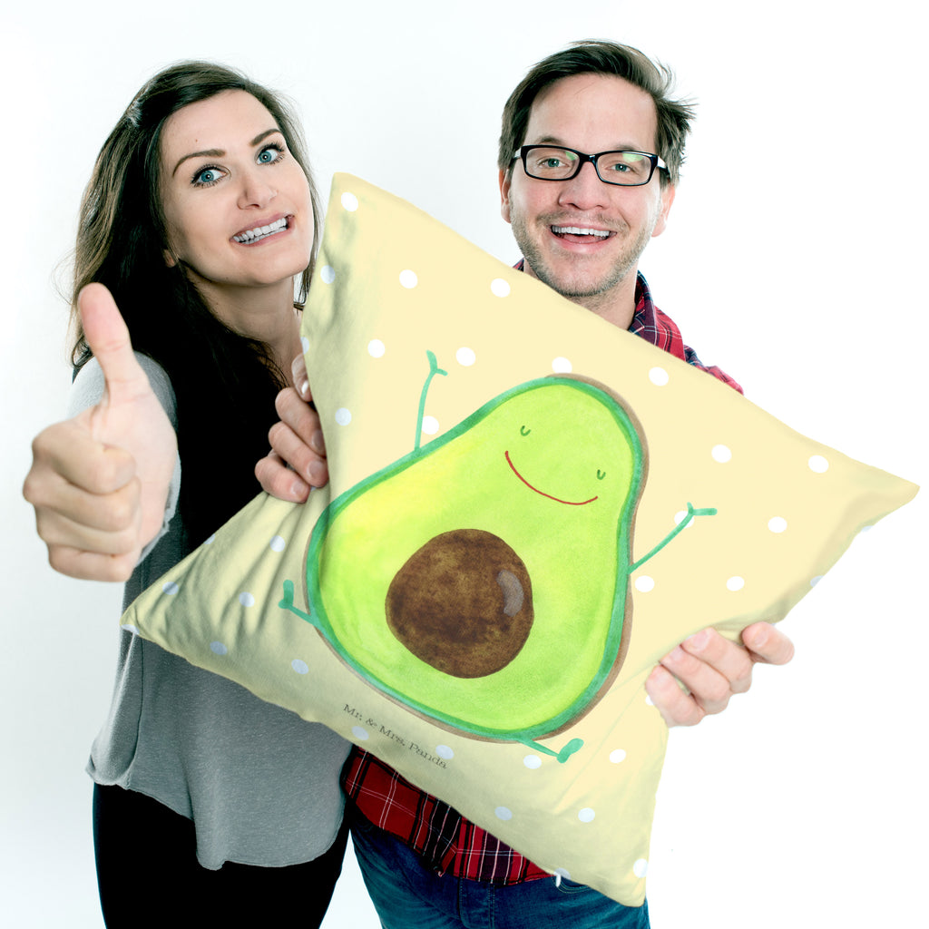 40x40 Kissen Avocado Happy Kissenhülle, Kopfkissen, Sofakissen, Dekokissen, Motivkissen, Avocado, Veggie, Vegan, Gesund, Chaos