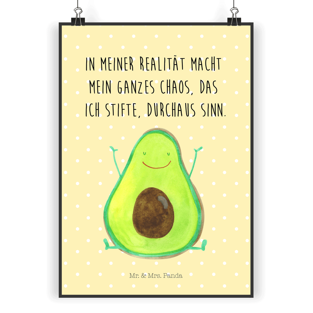 Poster Avocado Happy Poster, Wandposter, Bild, Wanddeko, Küchenposter, Kinderposter, Wanddeko Bild, Raumdekoration, Wanddekoration, Handgemaltes Poster, Mr. & Mrs. Panda Poster, Designposter, Kunstdruck, Posterdruck, Avocado, Veggie, Vegan, Gesund, Chaos