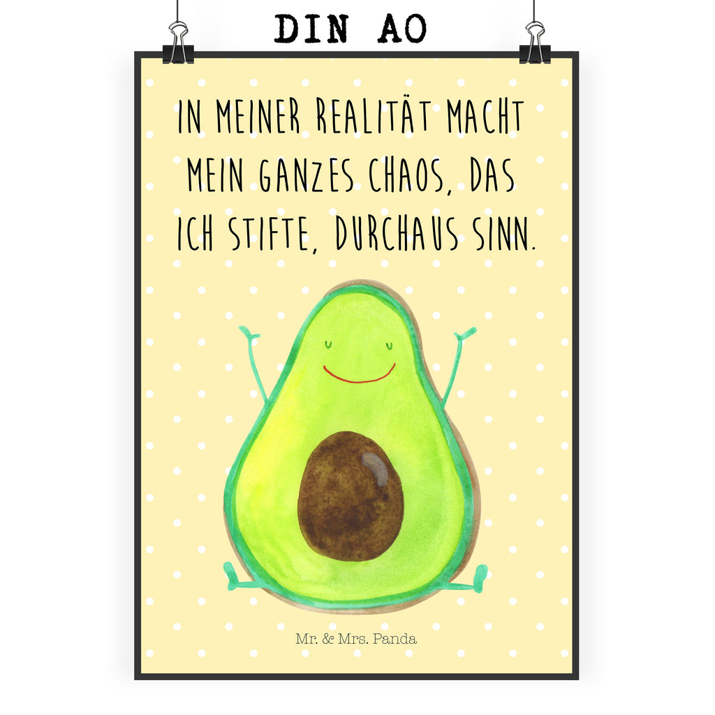 Poster Avocado Happy Poster, Wandposter, Bild, Wanddeko, Küchenposter, Kinderposter, Wanddeko Bild, Raumdekoration, Wanddekoration, Handgemaltes Poster, Mr. & Mrs. Panda Poster, Designposter, Kunstdruck, Posterdruck, Avocado, Veggie, Vegan, Gesund, Chaos
