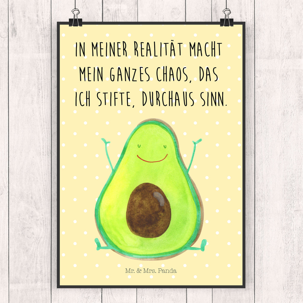 Poster Avocado Happy Poster, Wandposter, Bild, Wanddeko, Küchenposter, Kinderposter, Wanddeko Bild, Raumdekoration, Wanddekoration, Handgemaltes Poster, Mr. & Mrs. Panda Poster, Designposter, Kunstdruck, Posterdruck, Avocado, Veggie, Vegan, Gesund, Chaos