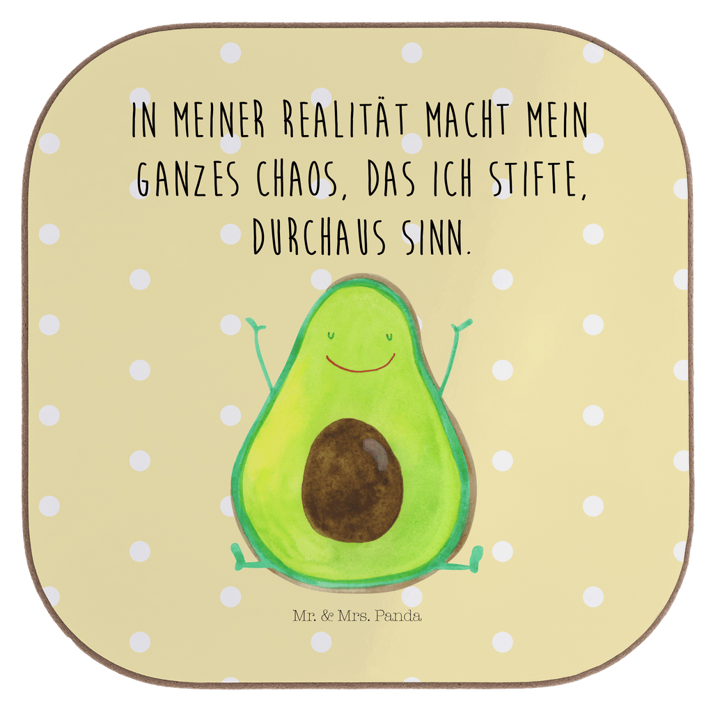 Quadratische Untersetzer Avocado Happy Bierdeckel, Glasuntersetzer, Untersetzer Gläser, Getränkeuntersetzer, Avocado, Veggie, Vegan, Gesund, Chaos