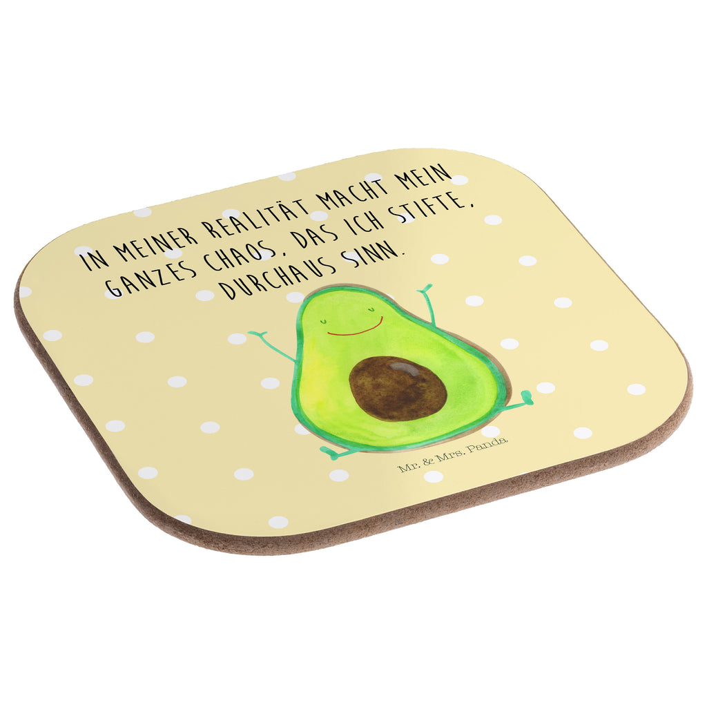 Quadratische Untersetzer Avocado Happy Bierdeckel, Glasuntersetzer, Untersetzer Gläser, Getränkeuntersetzer, Avocado, Veggie, Vegan, Gesund, Chaos