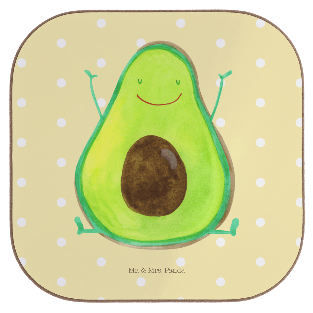 Quadratische Untersetzer Avocado Happy Bierdeckel, Glasuntersetzer, Untersetzer Gläser, Getränkeuntersetzer, Avocado, Veggie, Vegan, Gesund, Chaos