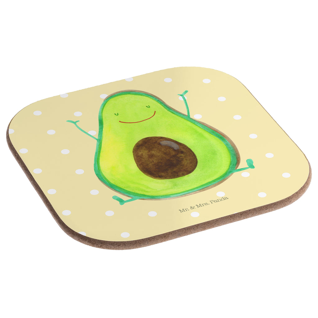 Quadratische Untersetzer Avocado Happy Bierdeckel, Glasuntersetzer, Untersetzer Gläser, Getränkeuntersetzer, Avocado, Veggie, Vegan, Gesund, Chaos