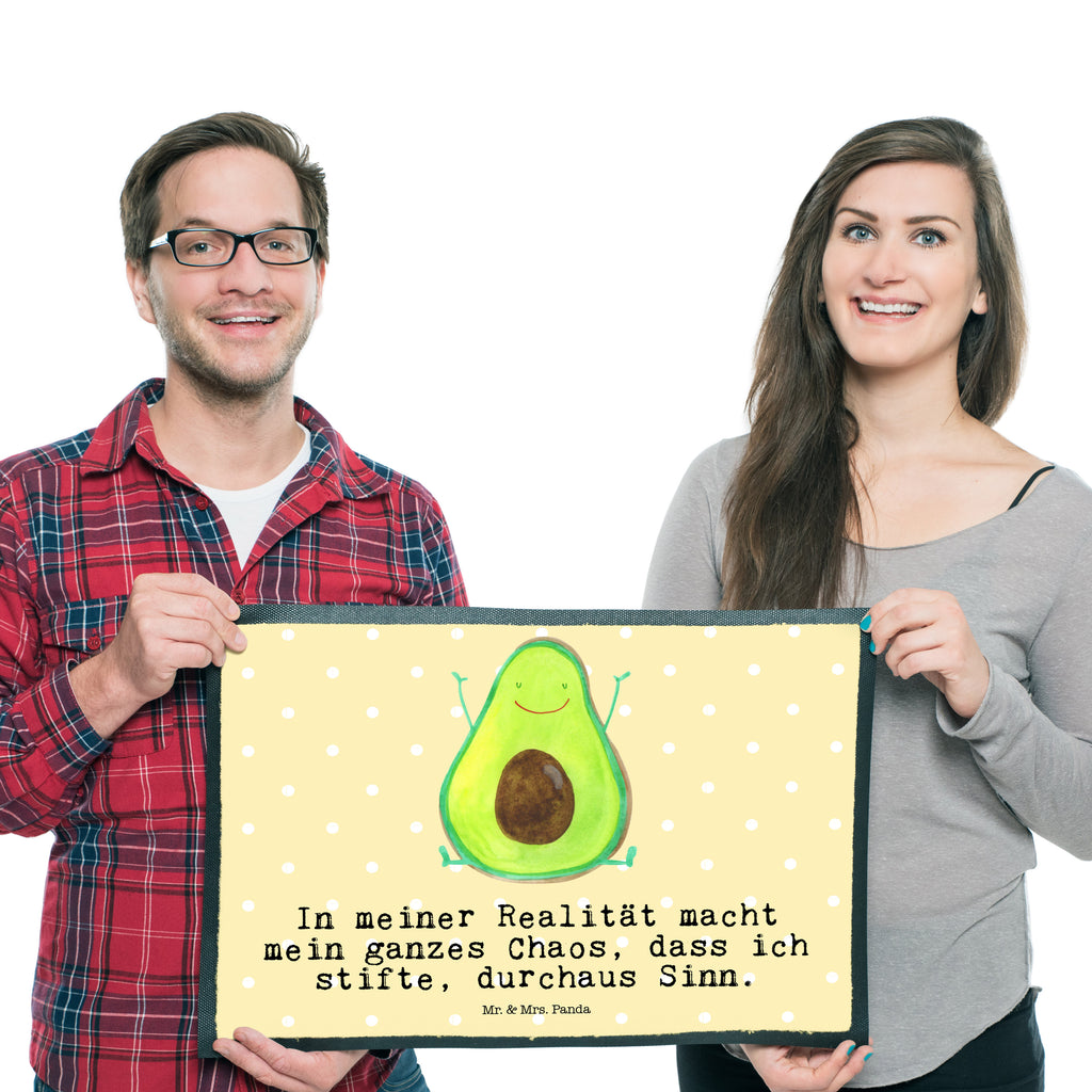 Fußmatte Avocado Happy Türvorleger, Schmutzmatte, Fußabtreter, Matte, Schmutzfänger, Fußabstreifer, Schmutzfangmatte, Türmatte, Motivfußmatte, Haustürmatte, Vorleger, Avocado, Veggie, Vegan, Gesund, Chaos