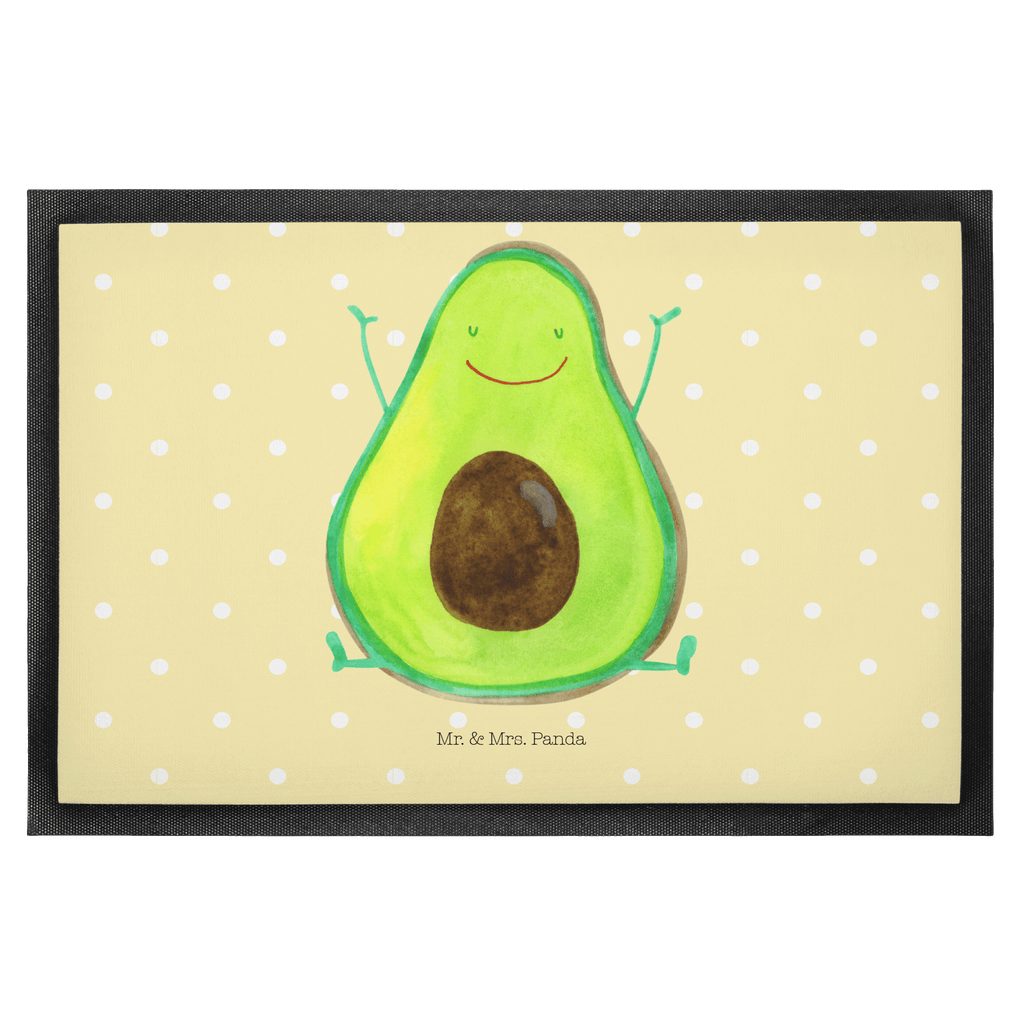 Fußmatte Avocado Happy Türvorleger, Schmutzmatte, Fußabtreter, Matte, Schmutzfänger, Fußabstreifer, Schmutzfangmatte, Türmatte, Motivfußmatte, Haustürmatte, Vorleger, Avocado, Veggie, Vegan, Gesund, Chaos