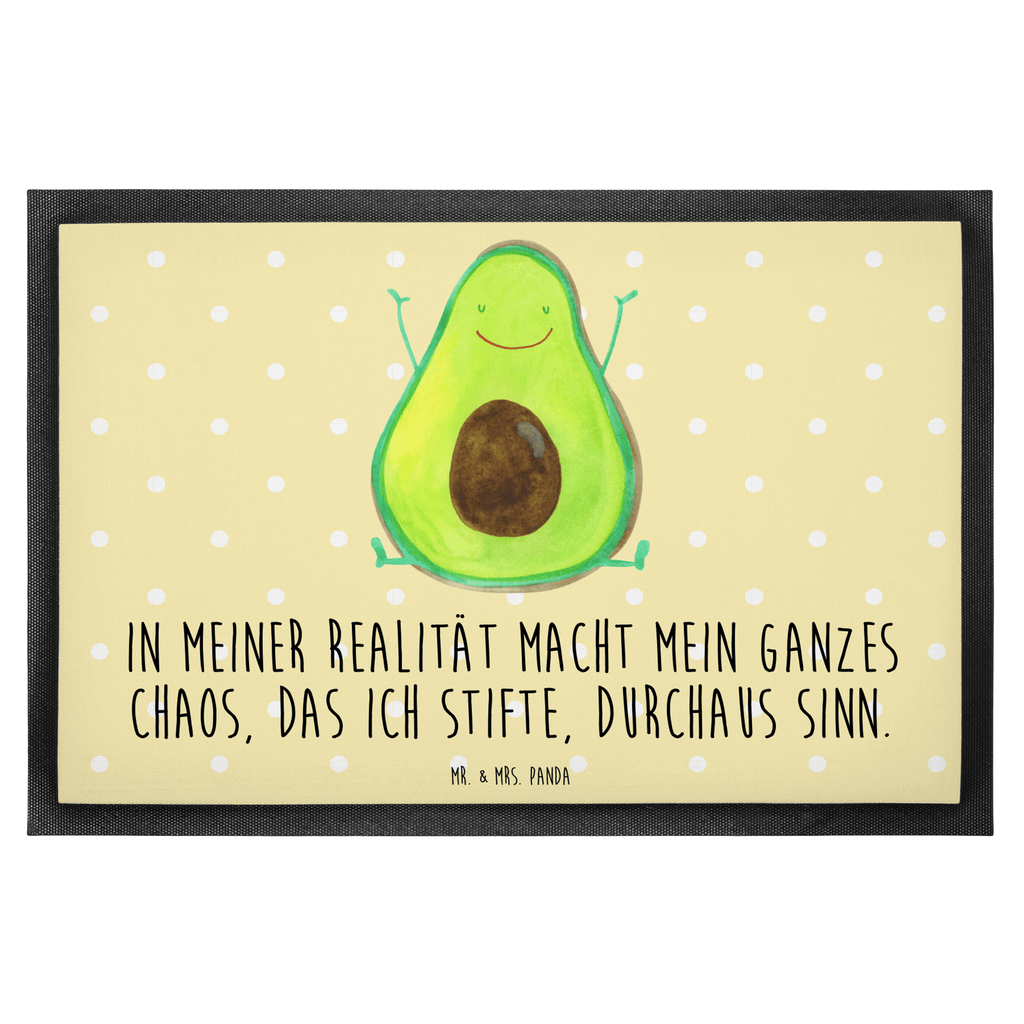 Fußmatte Avocado Happy Türvorleger, Schmutzmatte, Fußabtreter, Matte, Schmutzfänger, Fußabstreifer, Schmutzfangmatte, Türmatte, Motivfußmatte, Haustürmatte, Vorleger, Avocado, Veggie, Vegan, Gesund, Chaos