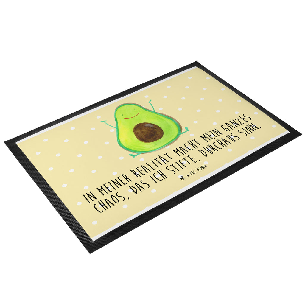 Fußmatte Avocado Happy Türvorleger, Schmutzmatte, Fußabtreter, Matte, Schmutzfänger, Fußabstreifer, Schmutzfangmatte, Türmatte, Motivfußmatte, Haustürmatte, Vorleger, Avocado, Veggie, Vegan, Gesund, Chaos