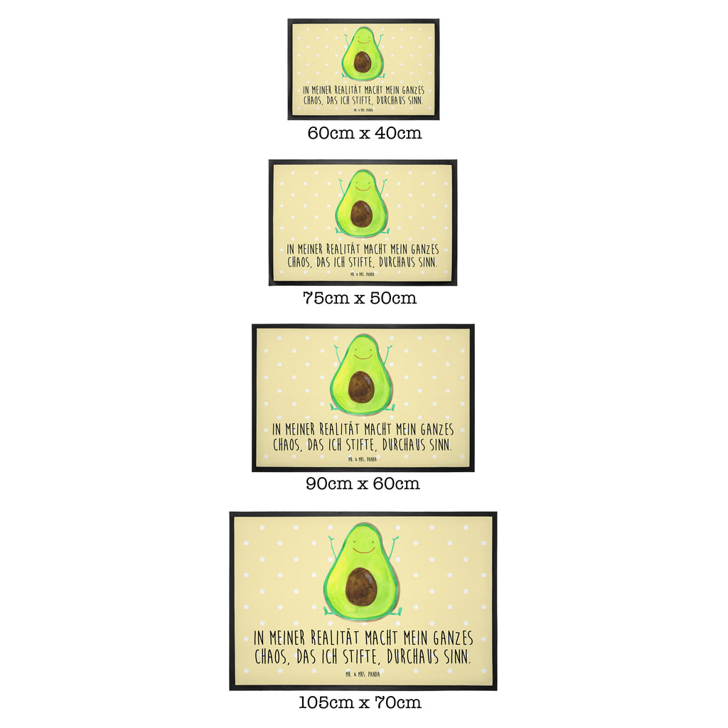 Fußmatte Avocado Happy Türvorleger, Schmutzmatte, Fußabtreter, Matte, Schmutzfänger, Fußabstreifer, Schmutzfangmatte, Türmatte, Motivfußmatte, Haustürmatte, Vorleger, Avocado, Veggie, Vegan, Gesund, Chaos