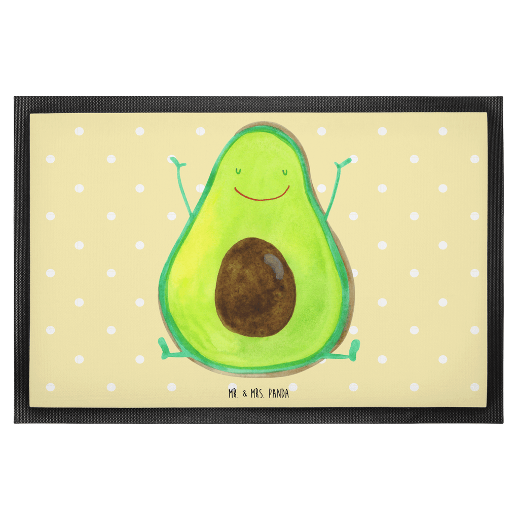 Fußmatte Avocado Happy Türvorleger, Schmutzmatte, Fußabtreter, Matte, Schmutzfänger, Fußabstreifer, Schmutzfangmatte, Türmatte, Motivfußmatte, Haustürmatte, Vorleger, Avocado, Veggie, Vegan, Gesund, Chaos