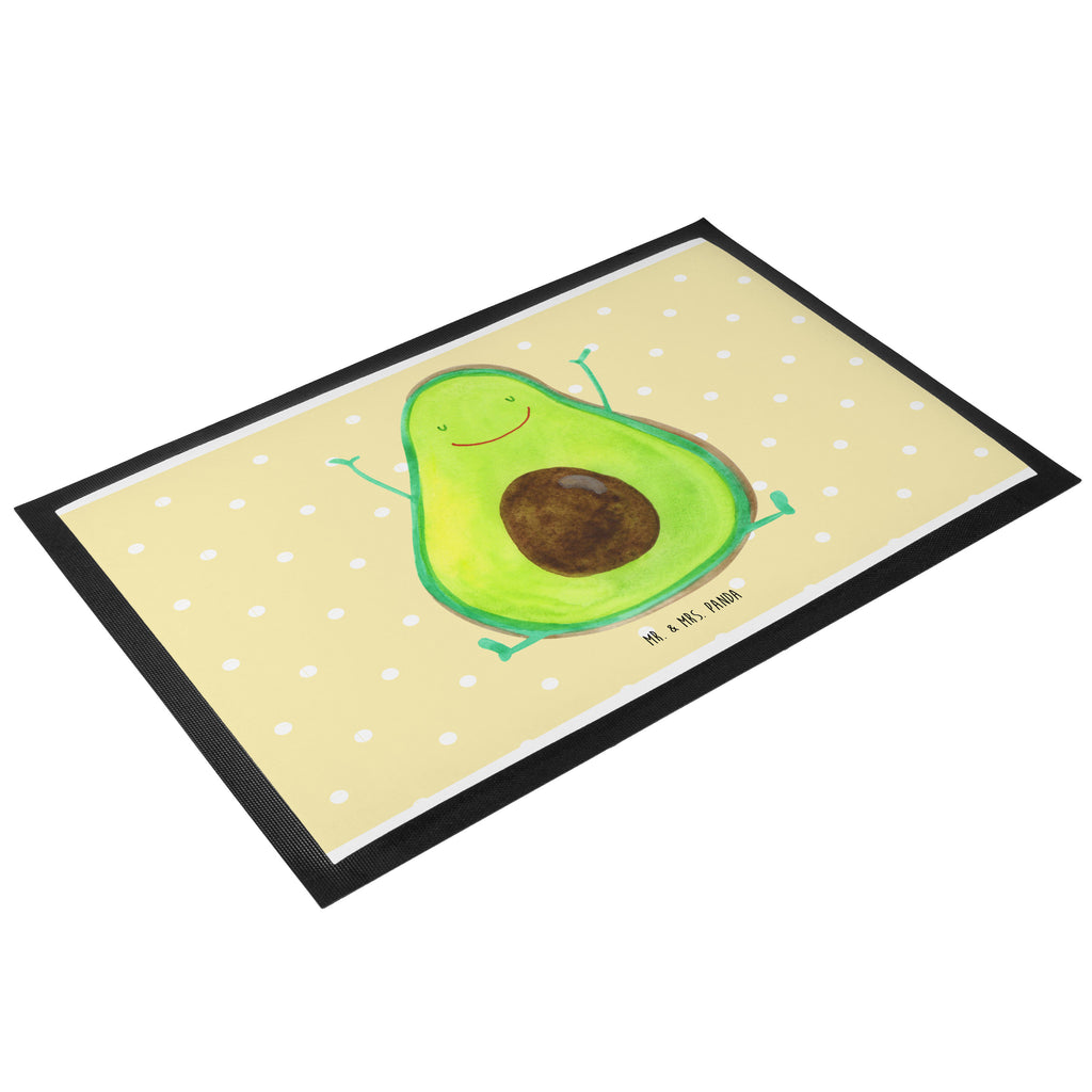 Fußmatte Avocado Happy Türvorleger, Schmutzmatte, Fußabtreter, Matte, Schmutzfänger, Fußabstreifer, Schmutzfangmatte, Türmatte, Motivfußmatte, Haustürmatte, Vorleger, Avocado, Veggie, Vegan, Gesund, Chaos