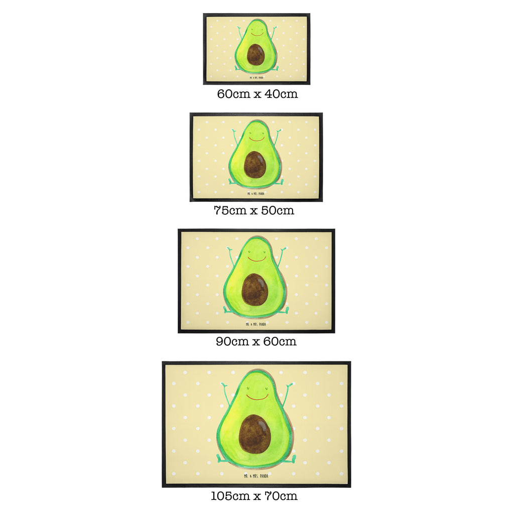 Fußmatte Avocado Happy Türvorleger, Schmutzmatte, Fußabtreter, Matte, Schmutzfänger, Fußabstreifer, Schmutzfangmatte, Türmatte, Motivfußmatte, Haustürmatte, Vorleger, Avocado, Veggie, Vegan, Gesund, Chaos