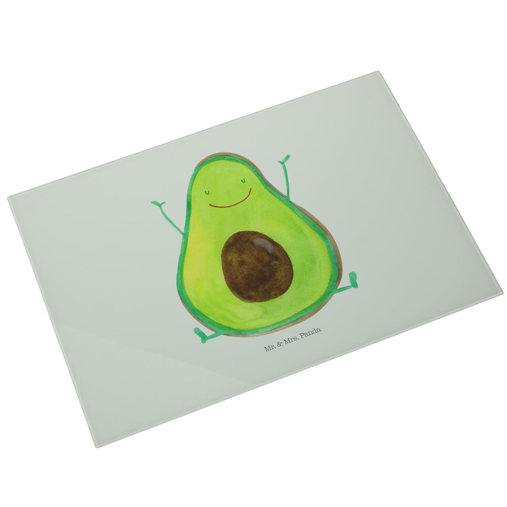 XL Glas Schneidbrett Avocado Happy Glasschneidebrett, Schneidebrett, Frühstücksbrett, Küche, Avocado, Veggie, Vegan, Gesund, Chaos