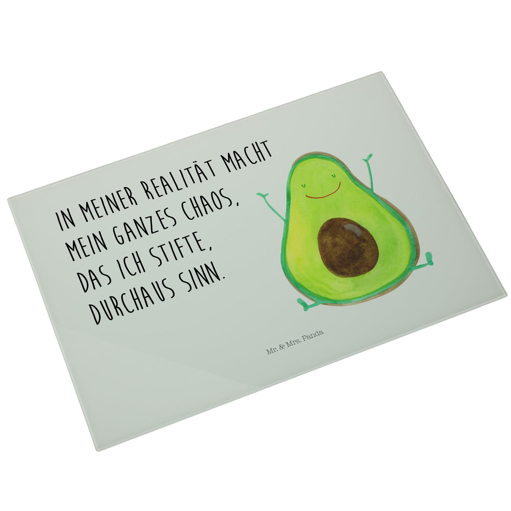 XL Glas Schneidbrett Avocado Happy Glasschneidebrett, Schneidebrett, Frühstücksbrett, Küche, Avocado, Veggie, Vegan, Gesund, Chaos