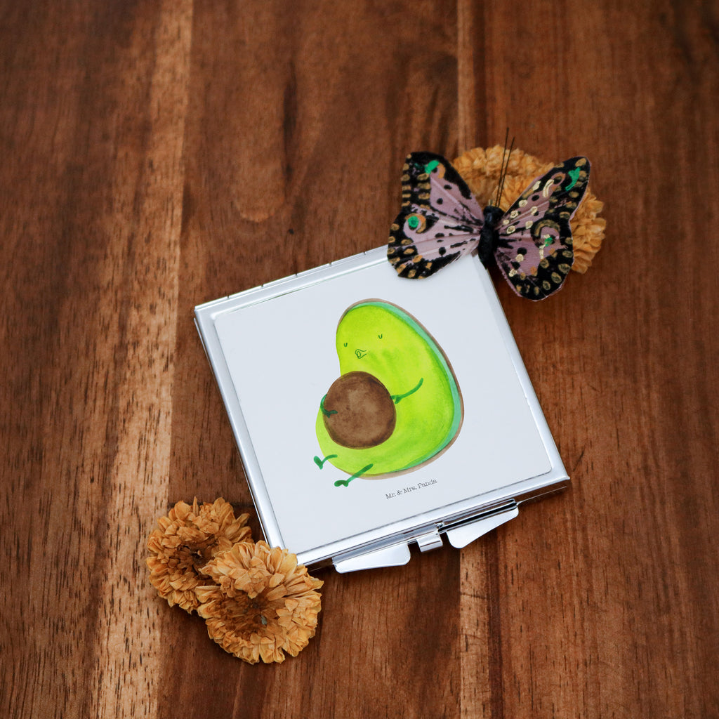 Handtaschenspiegel quadratisch Avocado pfeift Spiegel, Handtasche, Quadrat, silber, schminken, Schminkspiegel, Avocado, Veggie, Vegan, Gesund, Diät, Abnehmen, Ernährung, dick sein, Pummelfee