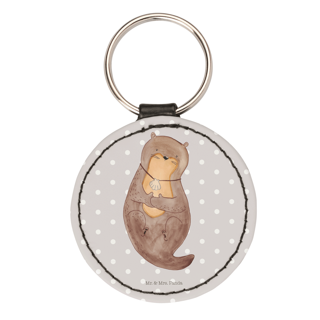 Rund Schlüsselanhänger Otter mit Muschelmedaillon Schlüsselanhänger, Anhänger, Taschenanhänger, Glücksbringer, Schutzengel, Otter, Fischotter, Seeotter, Otterliebe, grübeln, träumen, Motivation, Tagträumen, Büro