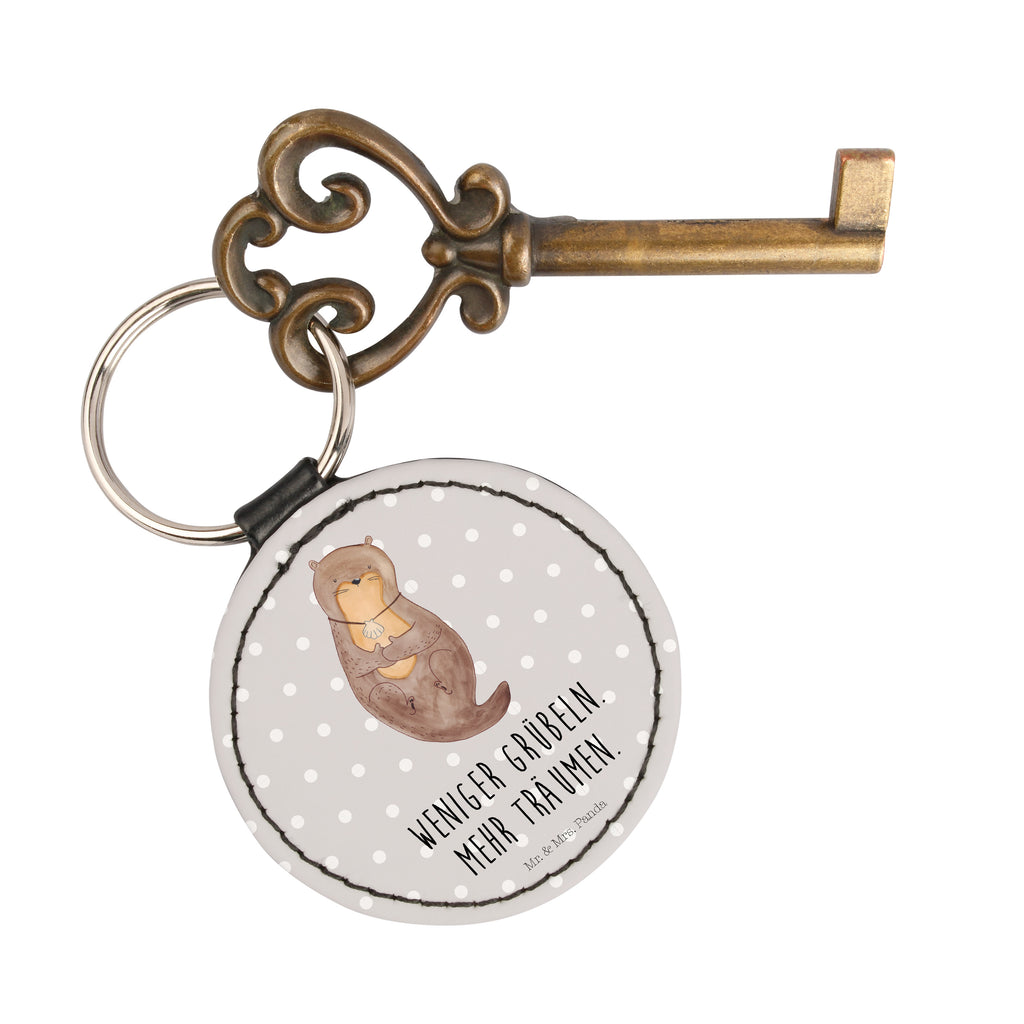 Rund Schlüsselanhänger Otter mit Muschelmedaillon Schlüsselanhänger, Anhänger, Taschenanhänger, Glücksbringer, Schutzengel, Otter, Fischotter, Seeotter, Otterliebe, grübeln, träumen, Motivation, Tagträumen, Büro