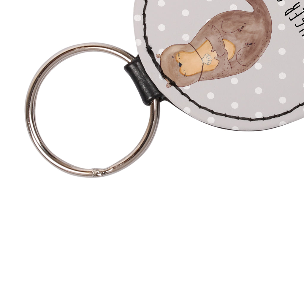 Rund Schlüsselanhänger Otter mit Muschelmedaillon Schlüsselanhänger, Anhänger, Taschenanhänger, Glücksbringer, Schutzengel, Otter, Fischotter, Seeotter, Otterliebe, grübeln, träumen, Motivation, Tagträumen, Büro