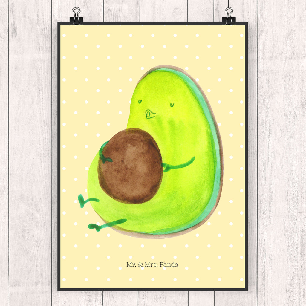 Poster Avocado pfeift Poster, Wandposter, Bild, Wanddeko, Küchenposter, Kinderposter, Wanddeko Bild, Raumdekoration, Wanddekoration, Handgemaltes Poster, Mr. & Mrs. Panda Poster, Designposter, Kunstdruck, Posterdruck, Avocado, Veggie, Vegan, Gesund, Diät, Abnehmen, Ernährung, dick sein, Pummelfee