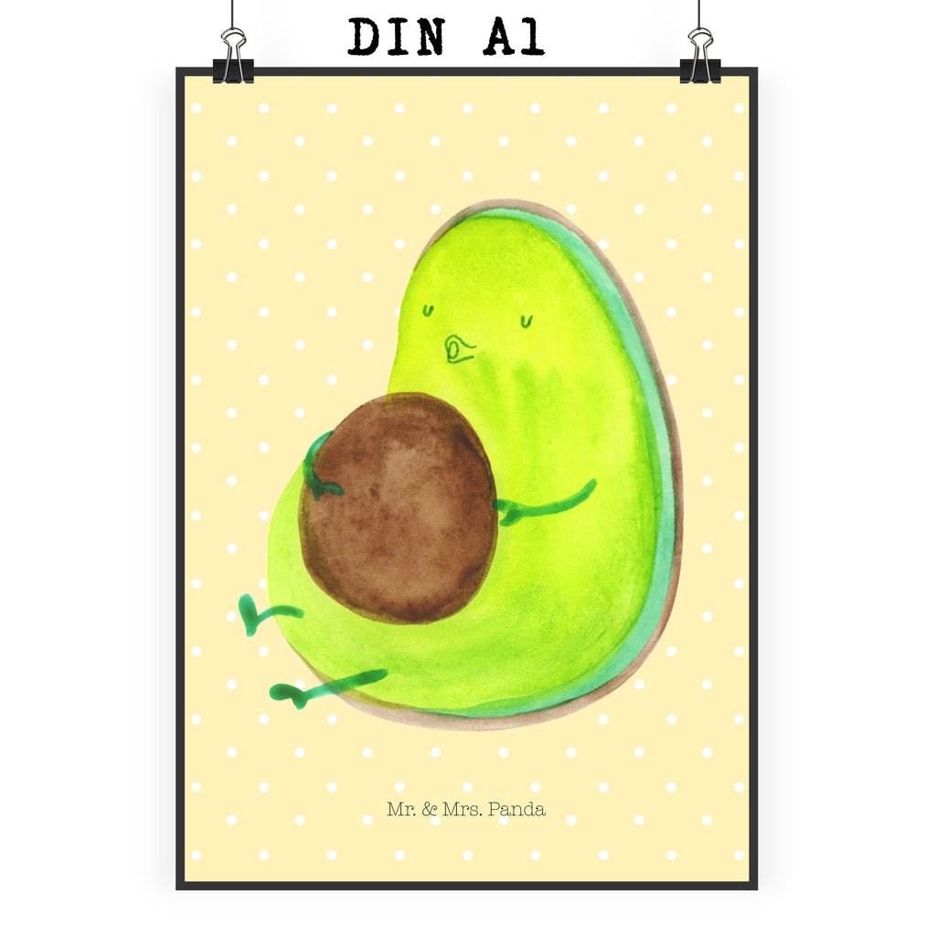 Poster Avocado pfeift Poster, Wandposter, Bild, Wanddeko, Küchenposter, Kinderposter, Wanddeko Bild, Raumdekoration, Wanddekoration, Handgemaltes Poster, Mr. & Mrs. Panda Poster, Designposter, Kunstdruck, Posterdruck, Avocado, Veggie, Vegan, Gesund, Diät, Abnehmen, Ernährung, dick sein, Pummelfee
