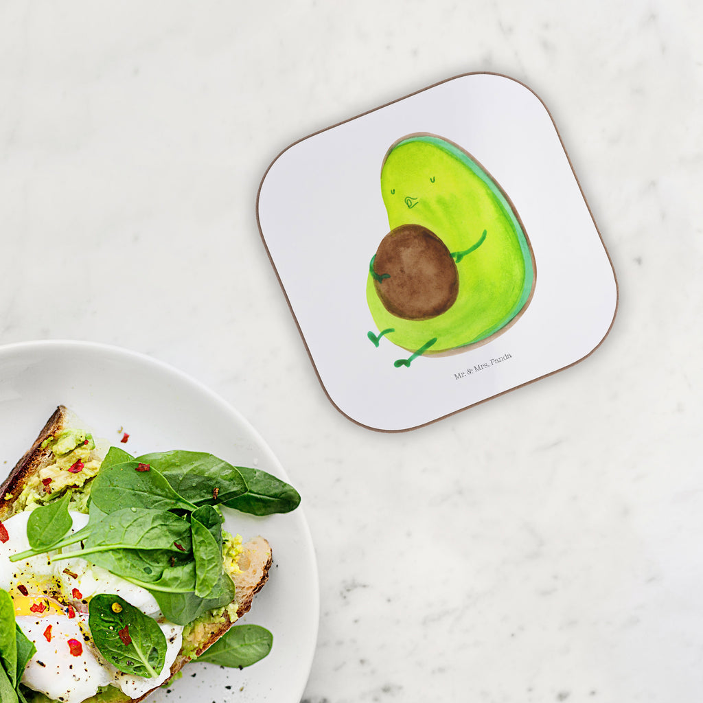 Quadratische Untersetzer Avocado pfeift Bierdeckel, Glasuntersetzer, Untersetzer Gläser, Getränkeuntersetzer, Avocado, Veggie, Vegan, Gesund, Diät, Abnehmen, Ernährung, dick sein, Pummelfee