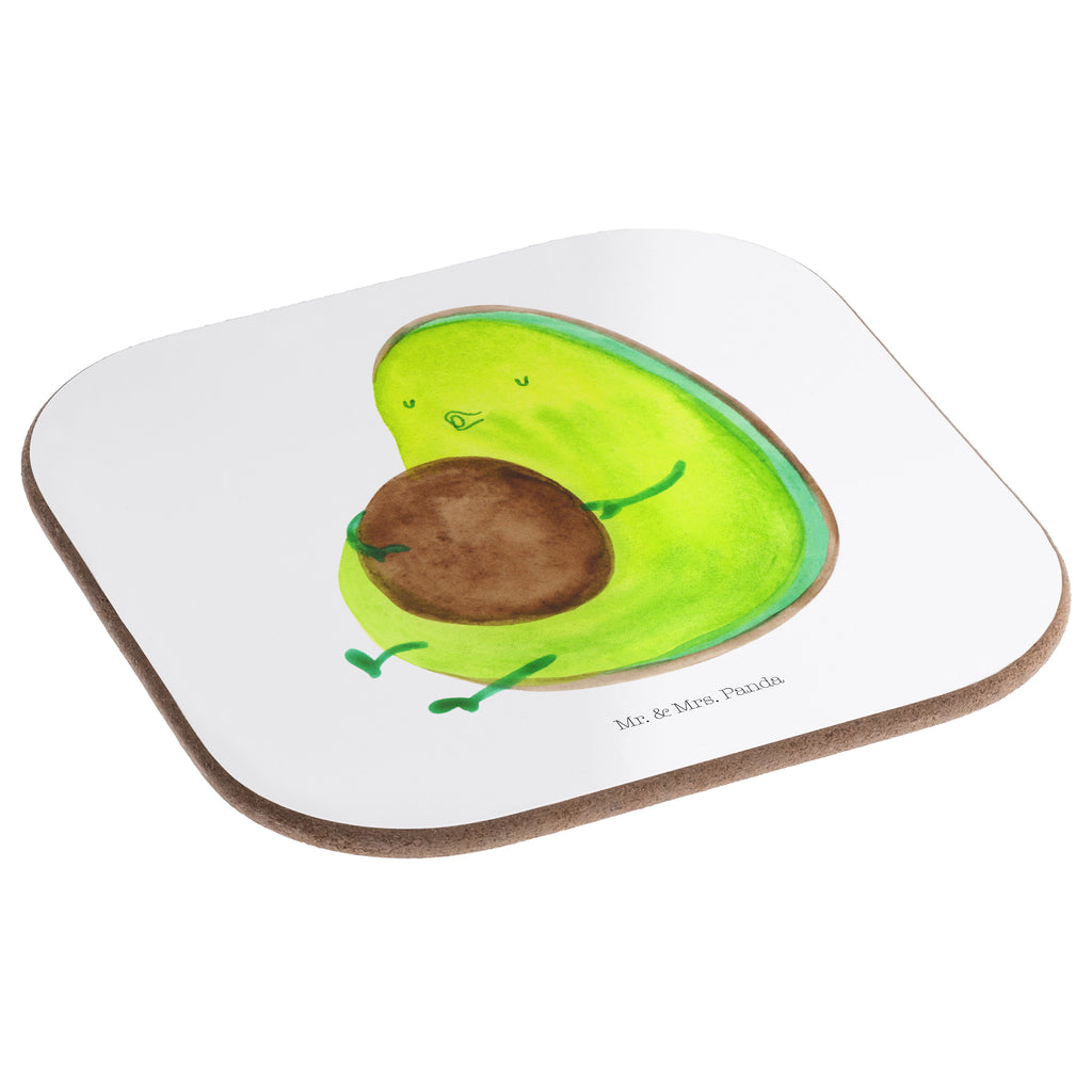 Quadratische Untersetzer Avocado pfeift Bierdeckel, Glasuntersetzer, Untersetzer Gläser, Getränkeuntersetzer, Avocado, Veggie, Vegan, Gesund, Diät, Abnehmen, Ernährung, dick sein, Pummelfee
