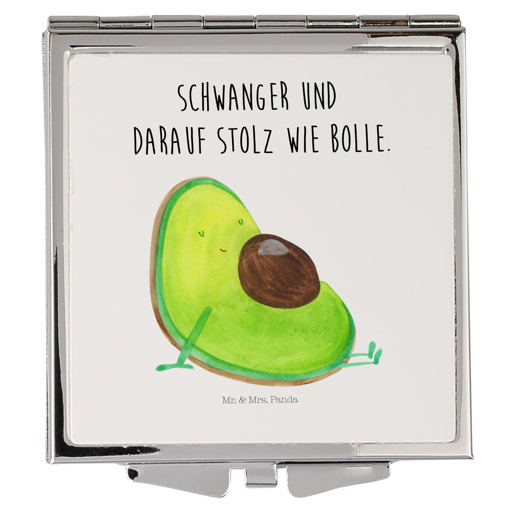 Handtaschenspiegel quadratisch Avocado schwanger Spiegel, Handtasche, Quadrat, silber, schminken, Schminkspiegel, Avocado, Veggie, Vegan, Gesund, schwanger, Schwangerschaft, Babyparty, Babyshower