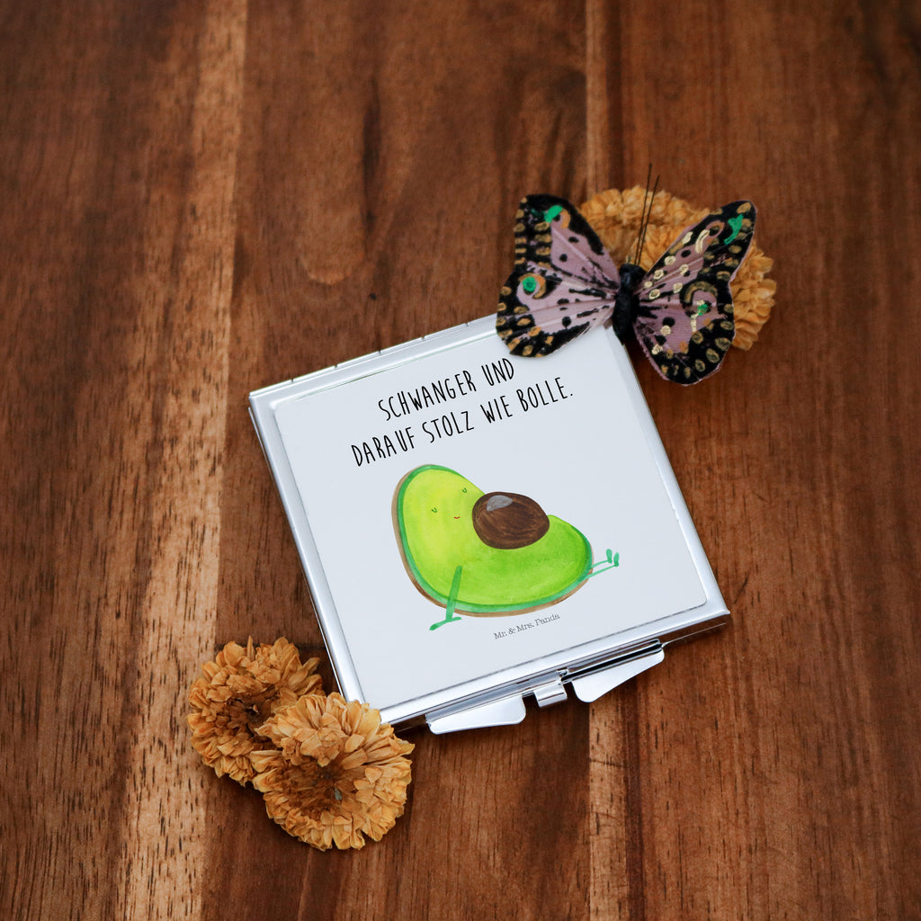 Handtaschenspiegel quadratisch Avocado schwanger Spiegel, Handtasche, Quadrat, silber, schminken, Schminkspiegel, Avocado, Veggie, Vegan, Gesund, schwanger, Schwangerschaft, Babyparty, Babyshower
