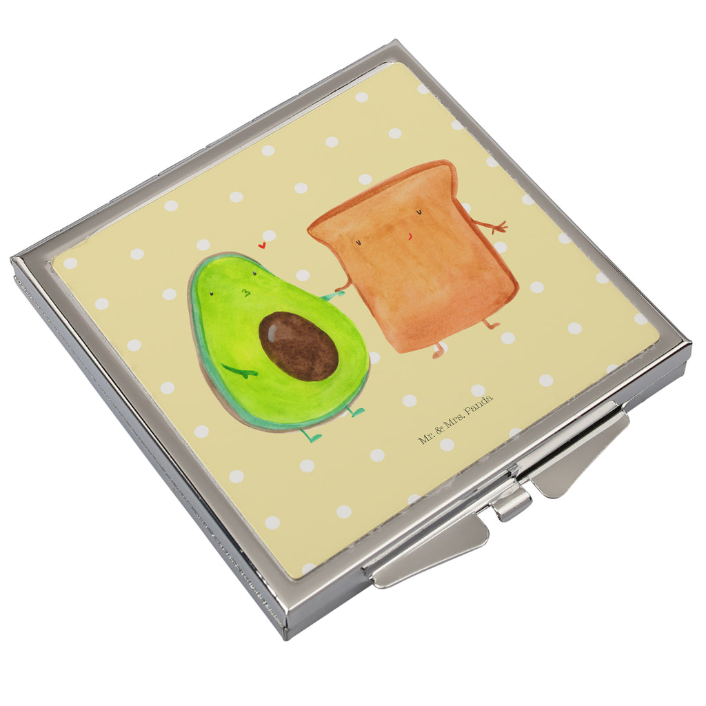 Handtaschenspiegel quadratisch Avocado + Toast Spiegel, Handtasche, Quadrat, silber, schminken, Schminkspiegel, Avocado, Veggie, Vegan, Gesund, Toast, Toastbrot, Liebespaar, Pärchen, Freund, Freundin, Verlobt, Verlobungsparty, Hochzeit, Hochzeitsgeschenk, Jahrestag, Jahrestagsgeschenk