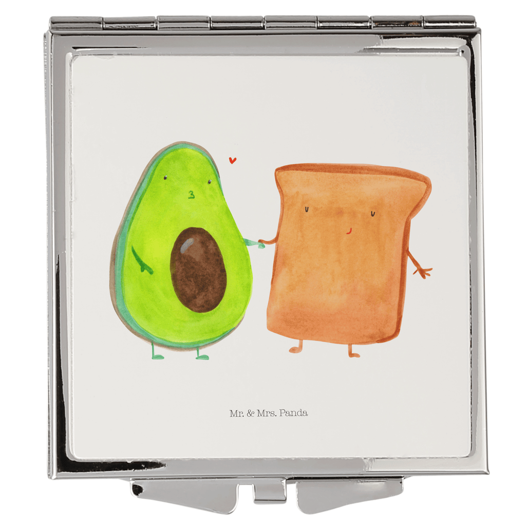 Handtaschenspiegel quadratisch Avocado + Toast Spiegel, Handtasche, Quadrat, silber, schminken, Schminkspiegel, Avocado, Veggie, Vegan, Gesund, Toast, Toastbrot, Liebespaar, Pärchen, Freund, Freundin, Verlobt, Verlobungsparty, Hochzeit, Hochzeitsgeschenk, Jahrestag, Jahrestagsgeschenk